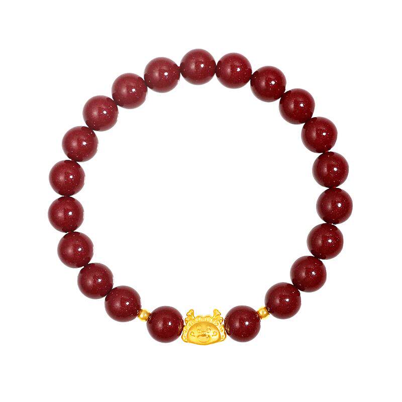 【黄金足金龙】朱砂转运珠手链