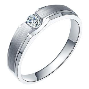 现货白18K金铂金男钻戒天然钻石男戒指环结婚订求婚情侣对戒正品