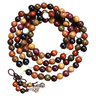 天然原木多宝珠手串黑檀花梨檀香紫檀佛珠金丝楠木男女情侣款手链