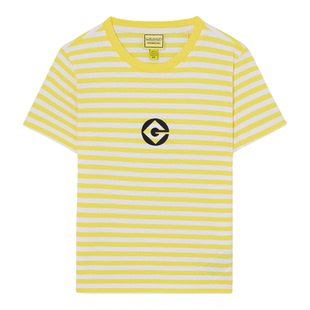 韩国代购GUESS女26夏条纹修身短袖T恤黄色MINIONS联名款YQCK2340