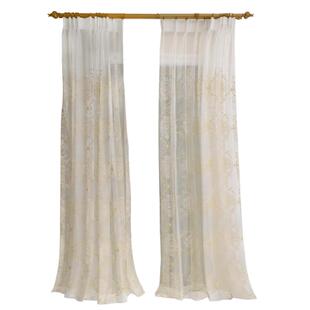 圣奇尼美式轻奢欧式大马士革绣花刺绣窗纱纱帘窗帘别墅客厅挑高窗