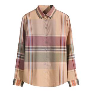 大码胖mm巨显瘦格子衬衫英伦风棉质高端经典宽松遮肉百搭长袖衬衣