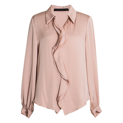 罗衣修身法式荷叶边衬衫