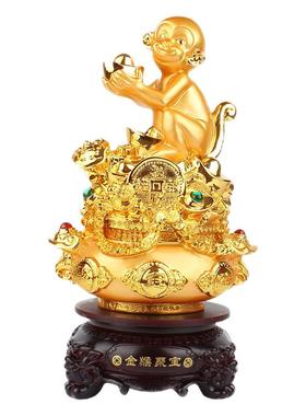 聚宝盆猴子摆件手动旋转创意礼品