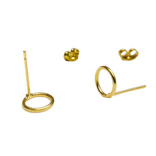 24k镀金纯铜圆圈耳钉保色简约版手工diy微钩自制耳环圆形几何配件