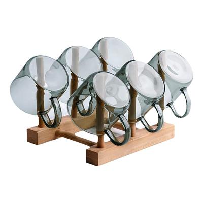玻璃茶杯6只杯架套装喝茶茶道杯