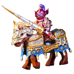 第三方MOC圆桌骑士中世纪兰斯洛特亚瑟王战马假面积木人仔玩具