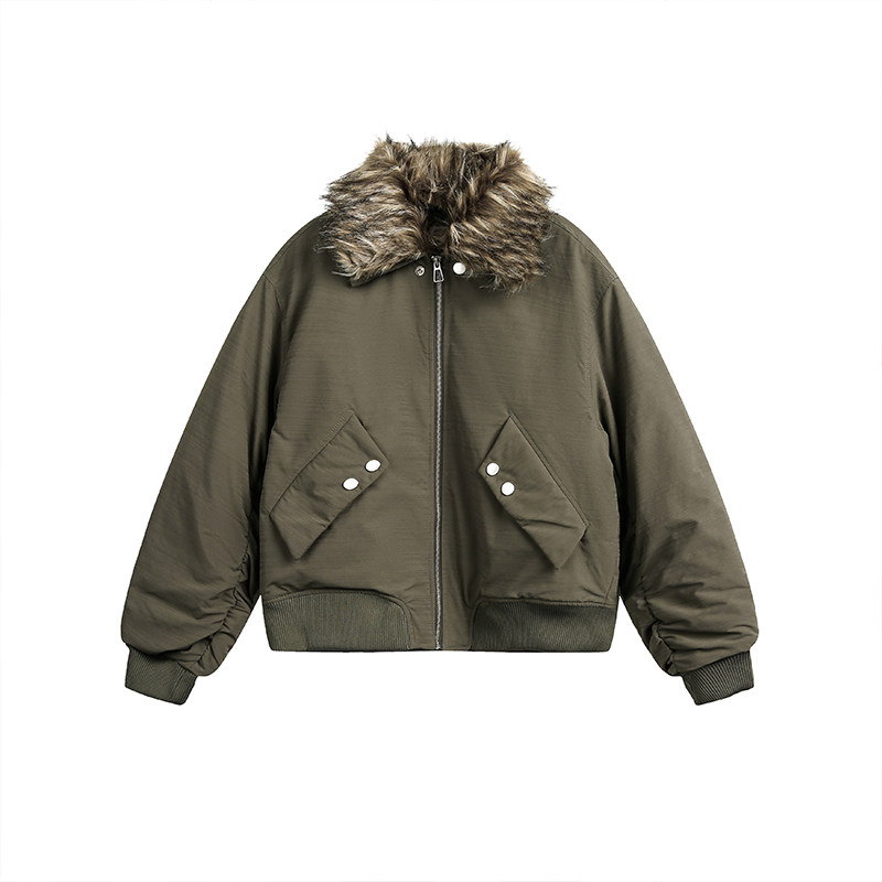 【F383】可拆卸毛领夹克棉服