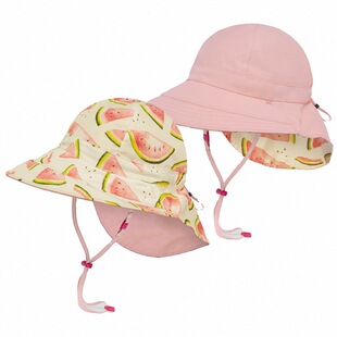SundayAfternoons儿童男女孩大檐鱼尾护颈沙滩防晒帽双面戴防风绳