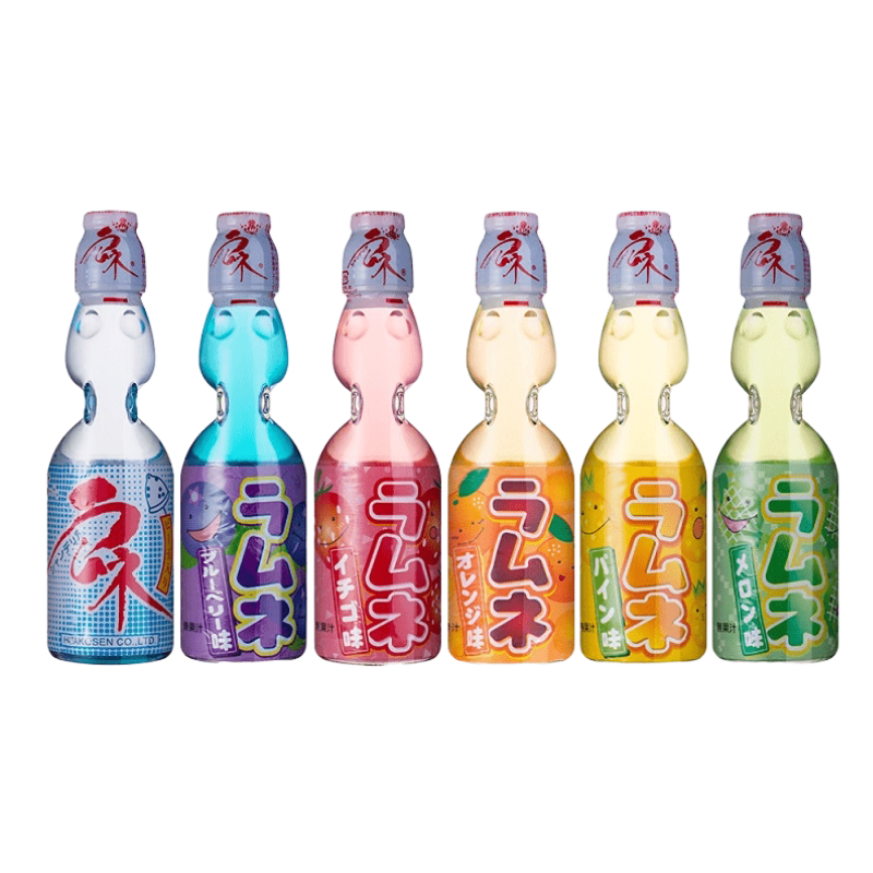 日本进口HATA哈达波子汽水弹珠汽水水果味碳酸饮料200ml*6瓶多味