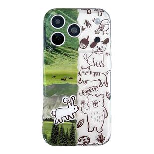 韩系涂鸦拼接线条猫咪插画适用iphone16promax苹果17ProMax手机壳新款13防摔15Promax保护套创意双层14女款17