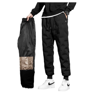 大码羽绒裤男外穿冬季新款加绒加厚抗寒保暖宽松男士胖子加肥加大