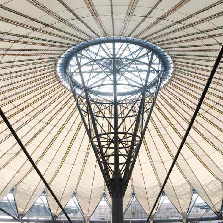 PVC、PTFE锥形屋顶张屋顶拉索商场中庭膜结构天庭大型膜结构