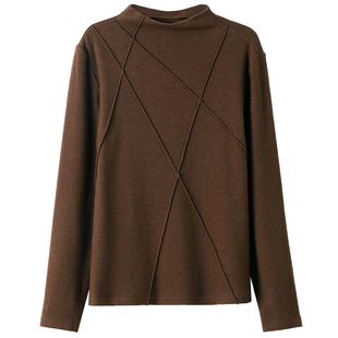 欧莎半高领毛衣双面德绒打底衫T恤女秋冬2025年新款保暖内搭上衣