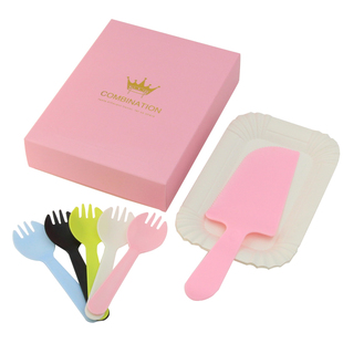 定制蛋糕餐盘刀叉勺套装一次性餐具盘叉碟子生日蜡烛纸盘组合礼盒