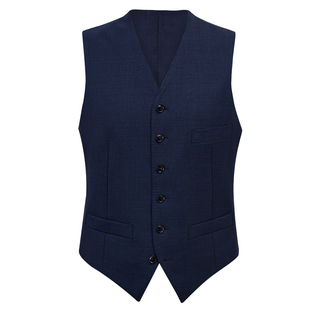 【绅士盔甲 60支70澳毛】CULTUM斜纹席纹单排无领西服马甲男马夹