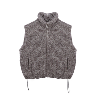 Deessesicile简约休闲风羊毛呢子无袖外套立领拉链时尚百搭棉马甲