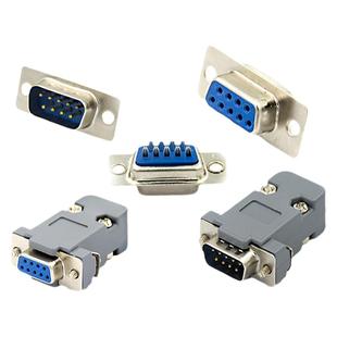 DB9串口线接头RS232九针双排焊接头COM口9针公/母连接器外壳