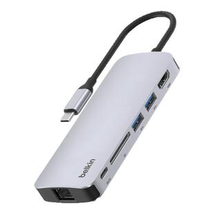 贝尔金belkin升级款Type-C六合一扩展坞HDMI拓展4K高清USB-A转换器适用于苹果iPhone16promax笔记本电脑iPad