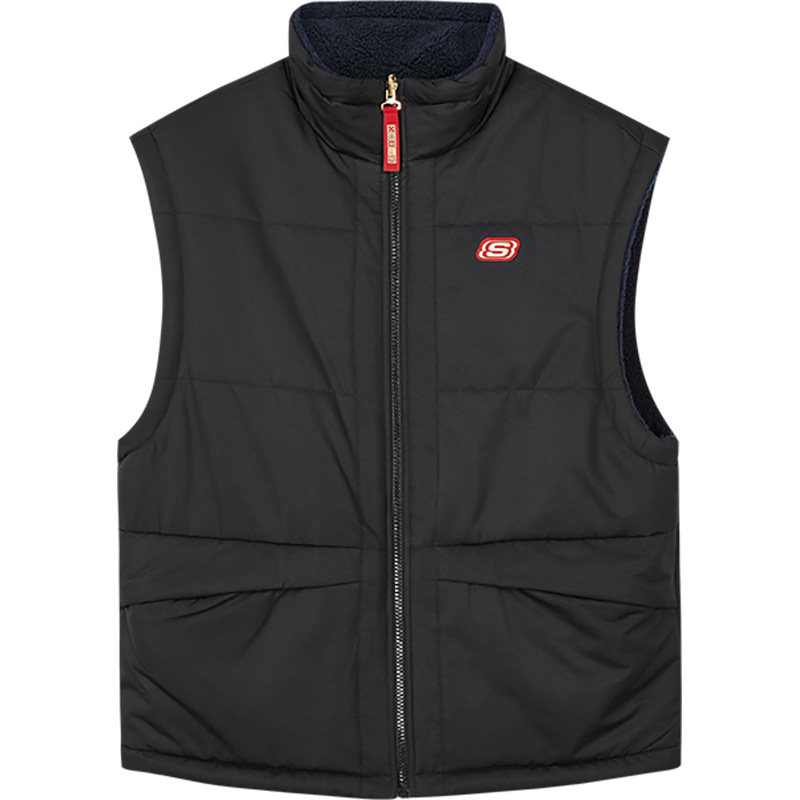Skechers/斯凯奇正品PADDED JACKET新款男子双面穿裥棉马甲