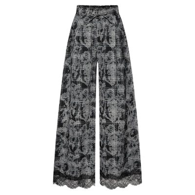 MOUSSY 春季新品日系格子撞色宽松休闲阔腿长裤028IAA31-0621