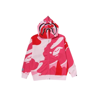 BAPE迷彩图案鲨鱼连帽双帽卫衣
