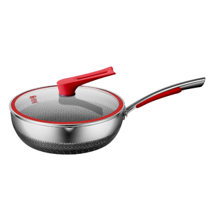 铿锵官方旗舰店316不锈钢炒菜锅家用煎锅不粘锅多功能平底小炒锅