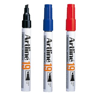 日本旗牌Artline工业记号笔油性黑色粗头大头笔工程工厂用记号编号红色蓝色方头标记笔 防水不褪色EK-17/19