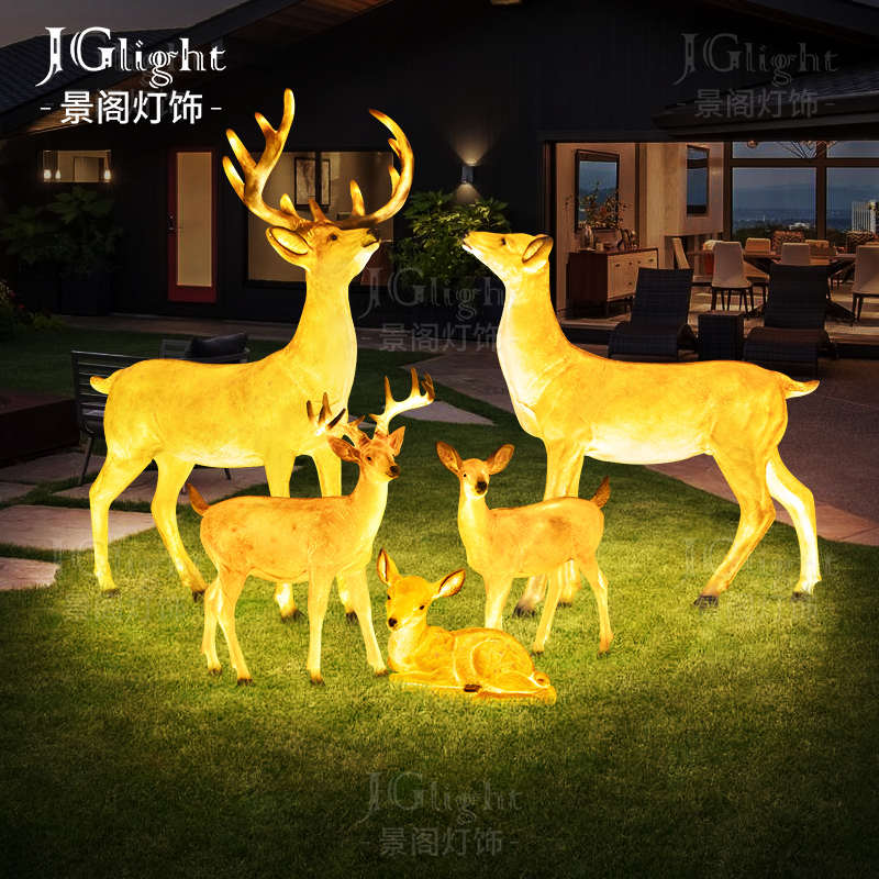 户外庭院发光动物灯仿真小鹿造型灯太阳能防水花园景观公园草坪灯