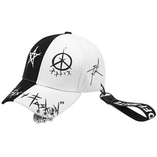 帽子男士夏天潮人百搭鸭舌帽韩版棒球帽女青少年遮阳帽黑白嘻哈帽