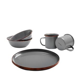 BAREBONES北邦餐具套装搪瓷简约金边西餐盘碗杯子组合户外野餐碗