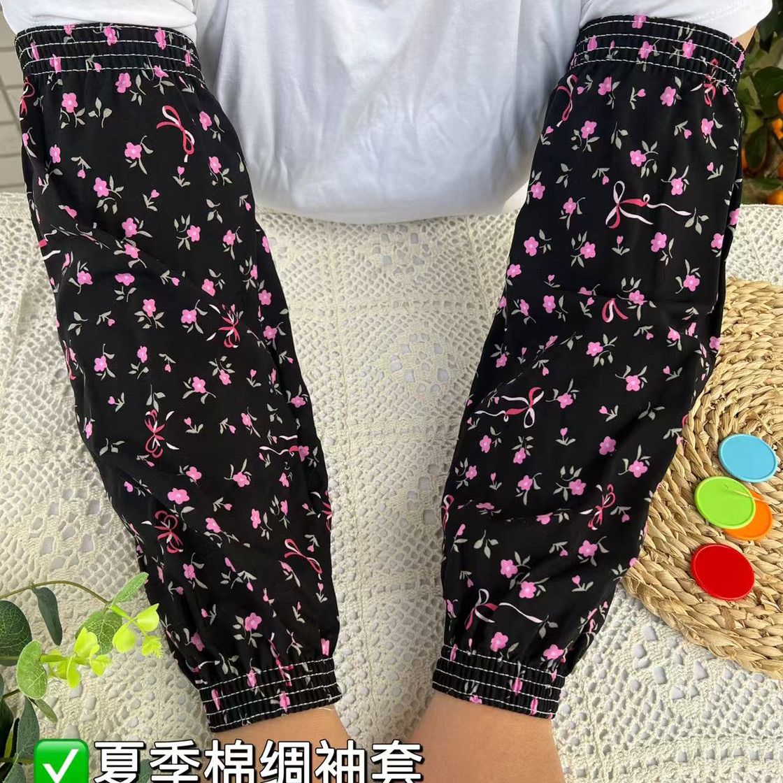 新款棉绸袖套多巴胺薄款透气加长套袖防晒宽松绵绸防紫外线护袖
