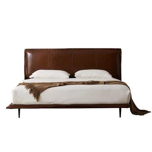 支吾山涧皮床实木皮革1.8m现代简约主卧大床婚房轻奢皮艺意式新款