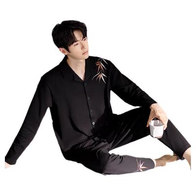 猫人纯棉睡衣男士秋冬季长袖套装