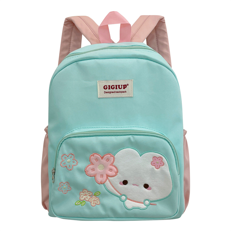 吉吉向上原创日系甜美可爱薄荷樱花小兔双肩包拼色百搭大容量书包