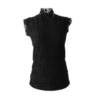 蕾丝假衣领子配毛衣上衣女打底衫高领无袖黑纱内搭背心高级感小衫