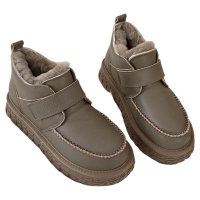 头层牛皮内里全羊毛雪地靴厚底女