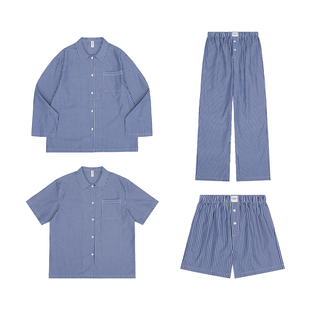 FORRETRO 24春夏北欧风极简藏青条纹短袖短裤天丝棉家居服可外穿