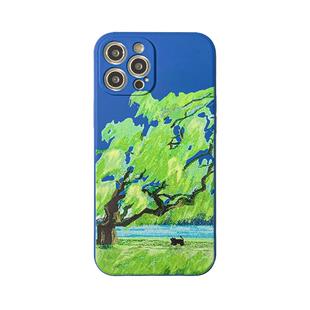 benefit油画湖边柳树小猫17适用于iphone16promax苹果15PRO手机壳13新款14套12创意11全包xsmax硅胶xr防摔8p
