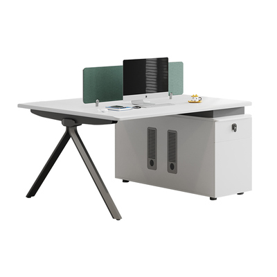 森菲亚简约布纹屏风钢架脚职员桌