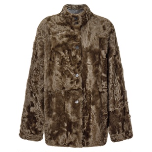 仿皮毛一体女款25冬季新款立领宽松显瘦双面穿小湖羊环保皮草外套