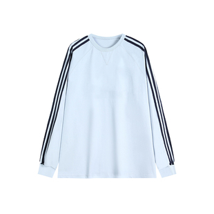 RICHDEER美式重磅柔软纯棉长袖T恤男情侣潮牌休闲套头三条杠上衣