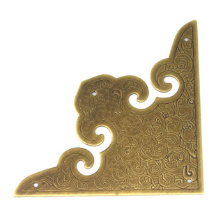 新中式柜门角花仿古纯铜护角柜门铜包角刻花角片铜角花家具铜配件