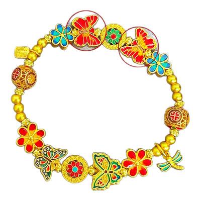 女沙金999烧蓝珐琅彩蝴蝶手串