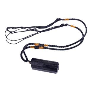 Runyangshi天然水晶石柱黑碧玺电气石原石吊坠项链时尚碎石挂件