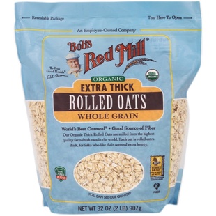 美国鲍勃红磨坊Bob's Red Mill特厚滚压纯燕麦片不加糖快煮代餐