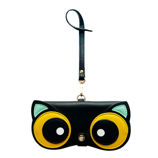HAPPY可爱大眼猫咪眼镜盒墨镜保护套便携太阳镜防压收纳包皮挂件