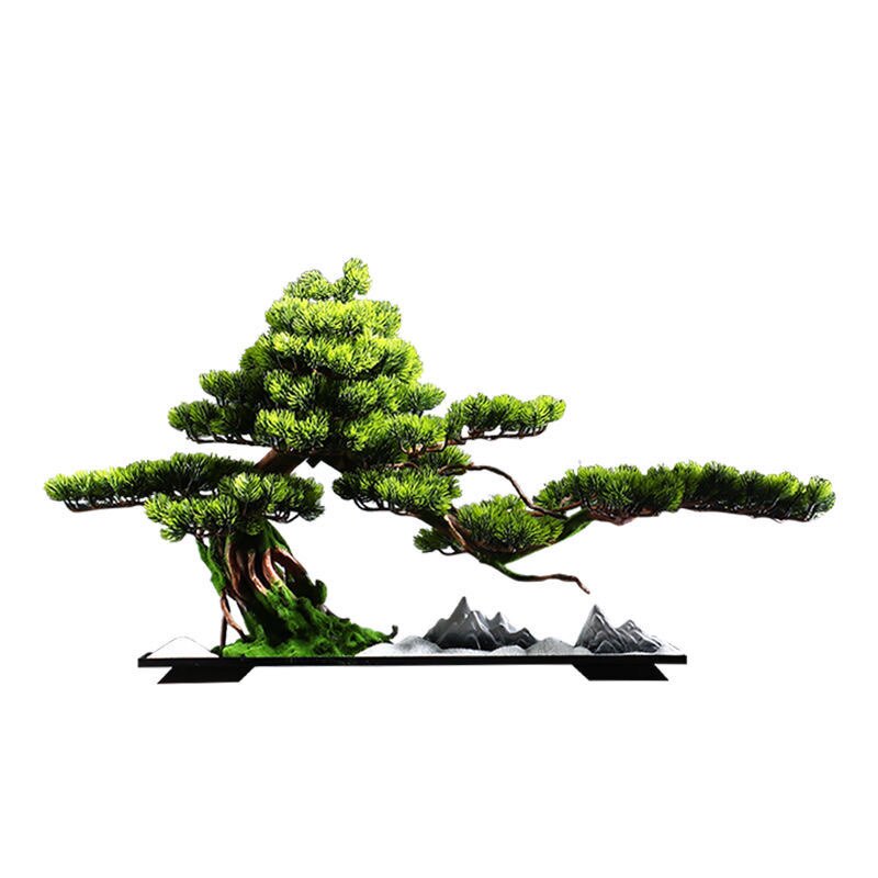 中式仿真迎客松绿植盆景摆件