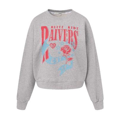 RAIVE玫瑰英文logo撞色印花卫衣