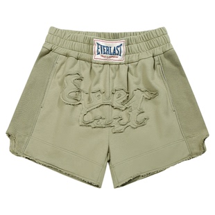 美国EVERLAST拳击训练短裤男女运动跑步健身休闲贴布绣毛边三分裤